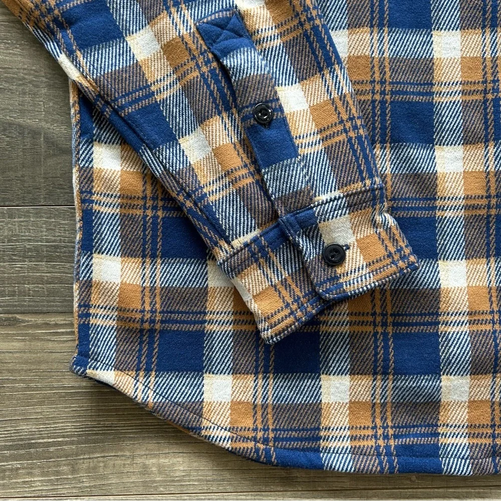 NWT J Crew Seaboard Soft Knit Shirt Men’s XL Brown Blue White Plaid BV898